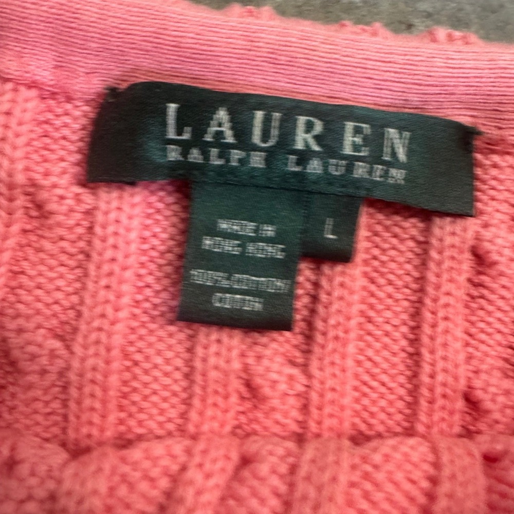 Lauren Ralph Lauren Women's Pink Cable- Knit Sweater S/L Preppy Old Money Luxury - Picture 5 of 8